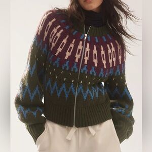 NWT Mare Mare x Anthropologie Crew-Neck Sweater in Green and Burgundy